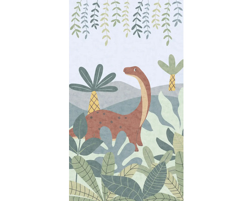 Vliesová fototapeta Lilly & Luis 77062-1 Uni 159 x 280 cm Ilustrace dinosaura s rostlinami a palmami