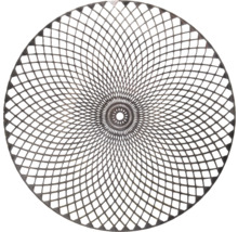 Kruhový kovový prvek s otevřeným kosočtvercovým vzorem