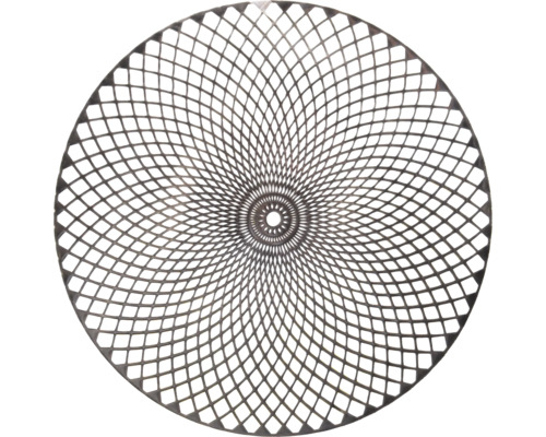 Kruhový kovový prvek s otevřeným kosočtvercovým vzorem