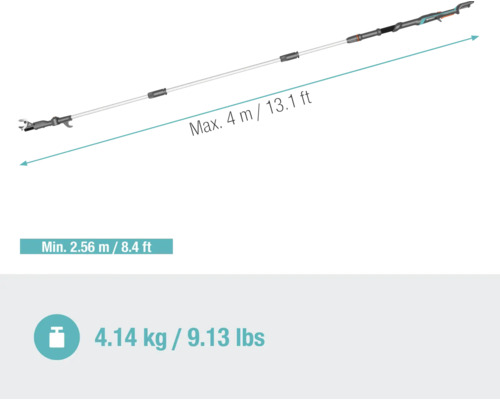 Teleskopická tyč o délce 2,56 metru až 4 metry
