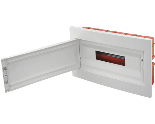 Rozvodná skříň pod omítku s otevřenými dvířky