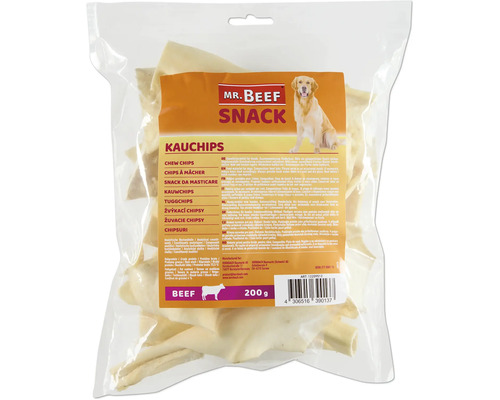Pamlsky pro psy Mr. Beef žvýkací chipsy hovězí 200 g Mr. Beef Snack žvýkací chipsy pro psy v 200gramovém balení
