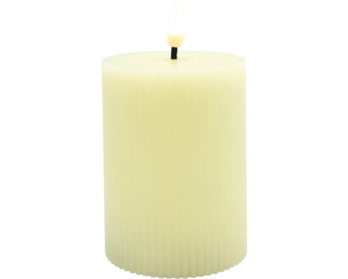 Vánoční elektrická svíčka Lafiora 3D plamen 7,5x7,5x12,5 cm krémová s časovačem Dekorativní LED svíčka