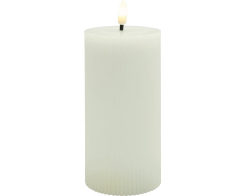 Vánoční elektrická svíčka LED Lafiora 3D plamen 7,5x7,5x17,5 cm bílá Dekorační svíčka s LED plamenem