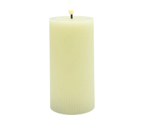 Vánoční elektrická svíčka Lafiora 3D plamen 7,5x7,5x17,5 cm krémová Dekorativní LED svíčka