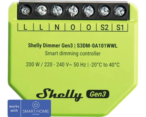 Spínací modul/ stmívač Shelly Dimmer Gen3 WiFi - kompatibilní se SMART HOME by hornbach Chytrý stmívací regulátor Shelly Dimmer Gen3