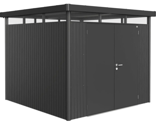 Plechový zahradní domek Biohort HighLine H4 dvoukřídlé dveře 254 x 254 cm tmavě šedý metalický Plechový zahradní domek Biohort HighLine H4 dvoukřídlé dveře 254 x 254 cm tmavě šedý metalický