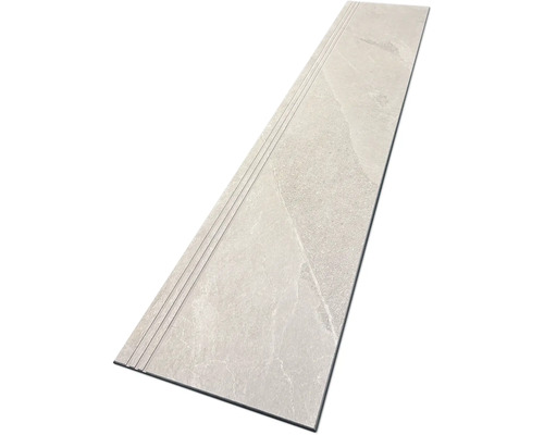 Dlažba na schody imitace kamene NARVIK sand 30x120 cm Stupňový prvek z kameniny s drážkami
