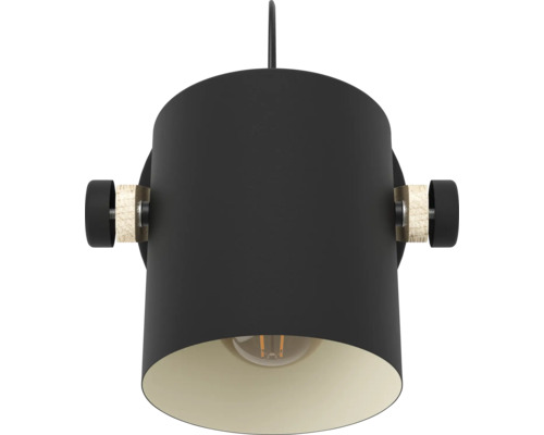 Černá závěsná lampa s objímkou a stínidlem