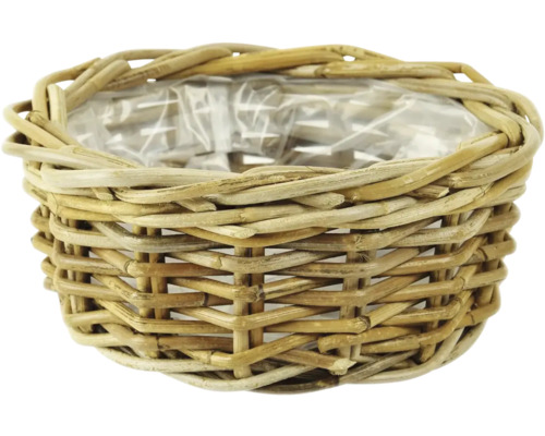 Obal na květináč ratanový Ø 22 cm x 10 cm s igelitovou výplní Košík s fólií jako květináč