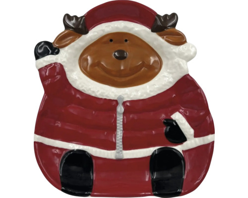 Dekorativní talíř Sob keramický 24 x 21 x 3 cm Dekorativní miska na soby ve tvaru Santa Clause