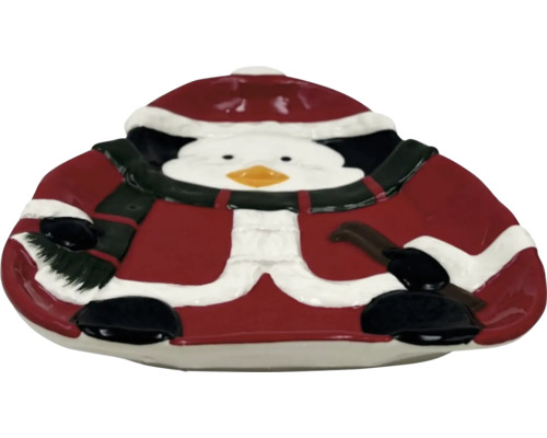 Ozdobná mísa s designem tučňáka s vánoční čepicí a šálou