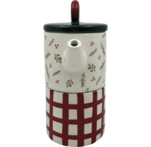 Keramická konvice na čaj s kostkovaným vzorem a vánočními motivy