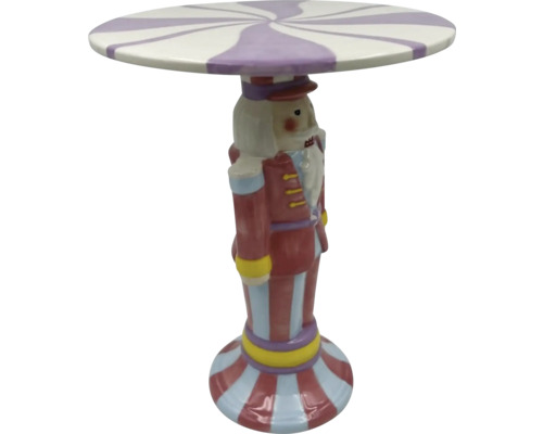 Dekorační stolek ve tvaru louskáčka s pruhovanou deskou stolu