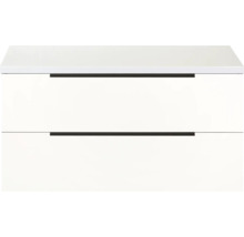 Bílá skříňka pod umyvadlo se dvěma zásuvkami