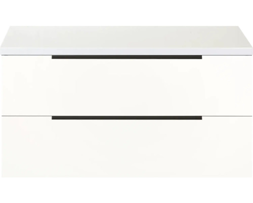 Bílá skříňka pod umyvadlo se dvěma zásuvkami