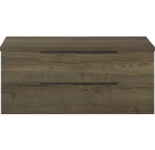 Skříňka pod umyvadlo se dvěma zásuvkami ve vzhledu dřeva