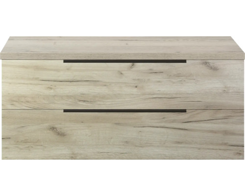 Skříňka pod umyvadlo se dvěma zásuvkami v dřevěném designu