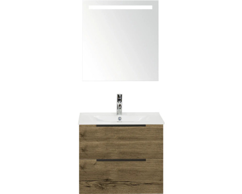 Koupelnová sestava Sanox Seville 60 cm tabacco Umyvadlová sestava se zrcadlem a spodní skříňkou ze dřeva