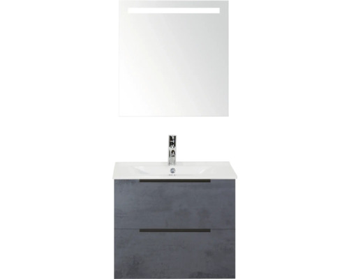 Umyvadlo se skříňkou a zrcadlem s osvětlením do koupelny