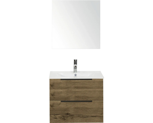 Umyvadlová sestava se zrcadlem, baterií a spodní skříňkou