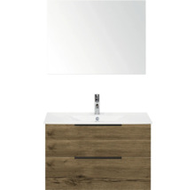 Umyvadlová skříňka se zrcadlem, dvě zásuvky a umyvadlo