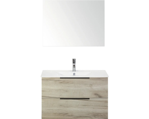 Umyvadlová sestava se zrcadlem, umyvadlem a dvěma zásuvkami