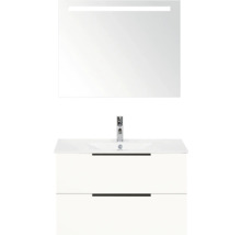 Umyvadlo se skříňkou a zrcadlem s osvětlením