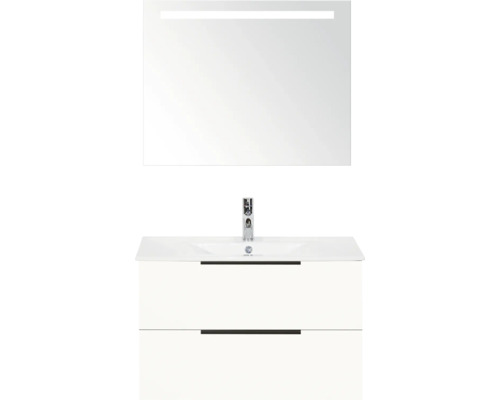 Umyvadlo se skříňkou a zrcadlem s osvětlením