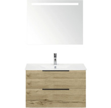 Skříňka pod umyvadlo s umyvadlem a zrcadlem s osvětlením