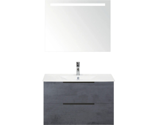 Umyvadlo se skříňkou, zrcadlem a osvětlením do koupelny