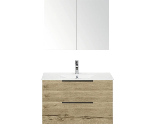 Umyvadlová kombinace se zrcadlovou skříňkou, umyvadlem, baterií a spodní skříňkou