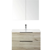 Sestava koupelnového nábytku s umyvadlem, spodní skříňkou se zásuvkami a zrcadlovou skříňkou