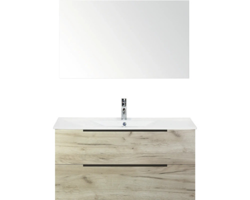 Umyvadlo se skříňkou, keramickým umyvadlem a zrcadlem