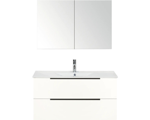 Skříňka pod umyvadlo s umyvadlem a zrcadlová skříňka do koupelny