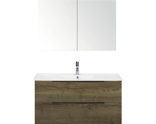 Umyvadlo se skříňkou a zrcadlovou skříňkou do koupelny