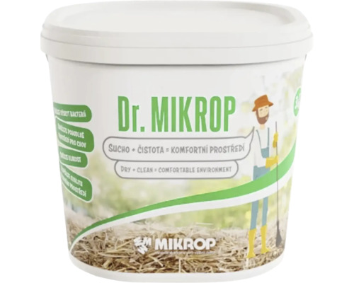 Přípravek pro kurníky a králíkárny Dr. Mikrop k udržení suchého a hygienického prostředí 3 kg Přípravek do půdy Dr. Mikrop v bílém kbelíku