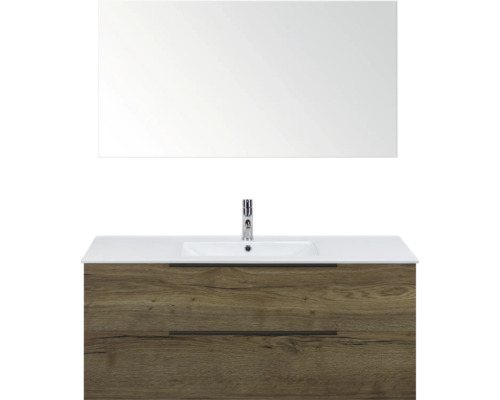 Skříňka pod umyvadlo s umyvadlem a zrcadlem do koupelny