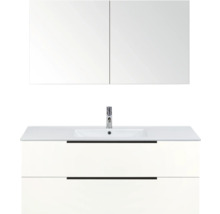 Kombinace umyvadla s umyvadlem, baterií a zrcadlovou skříňkou do koupelny