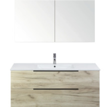 Sestava koupelnového nábytku s umyvadlovou skříňkou, umyvadlem na desku a zrcadlovou skříňkou