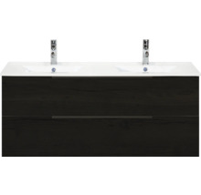 Skříňka pod umyvadlo se dvěma umyvadly a dvěma bateriemi