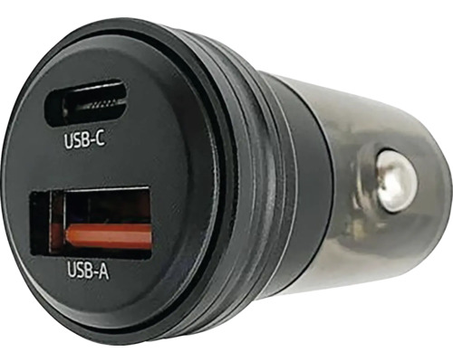 USB nabíjecí adaptér do auta 30W USB-C+A