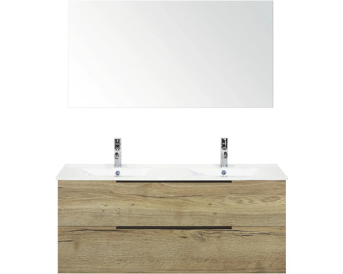 Sestava koupelnového nábytku s umyvadlovou skříňkou, umyvadlem a zrcadlem