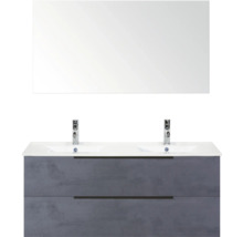 Umyvadlová skříňka se dvěma zásuvkami, umyvadlem na desku a zrcadlem