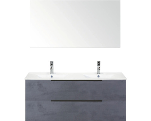 Umyvadlová skříňka se dvěma zásuvkami, umyvadlem na desku a zrcadlem