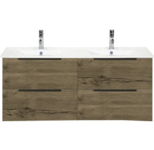 Skříňka pod umyvadlo se čtyřmi zásuvkami a dvěma umyvadly