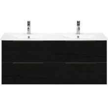 Skříňka pod umyvadlo se dvěma umyvadly a čtyřmi zásuvkami