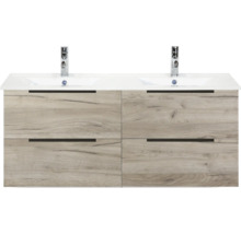 Skříňka pod umyvadlo se čtyřmi zásuvkami a dvěma umyvadly