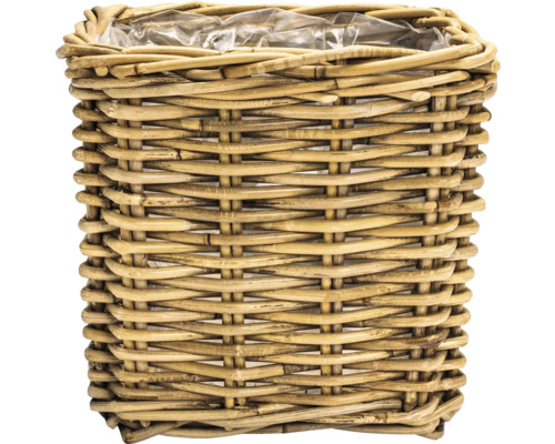 Kulatý květináč z ratanu s plastovou vložkou