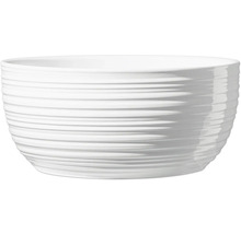 Bílý květináč s horizontálním rýhovaným vzorem